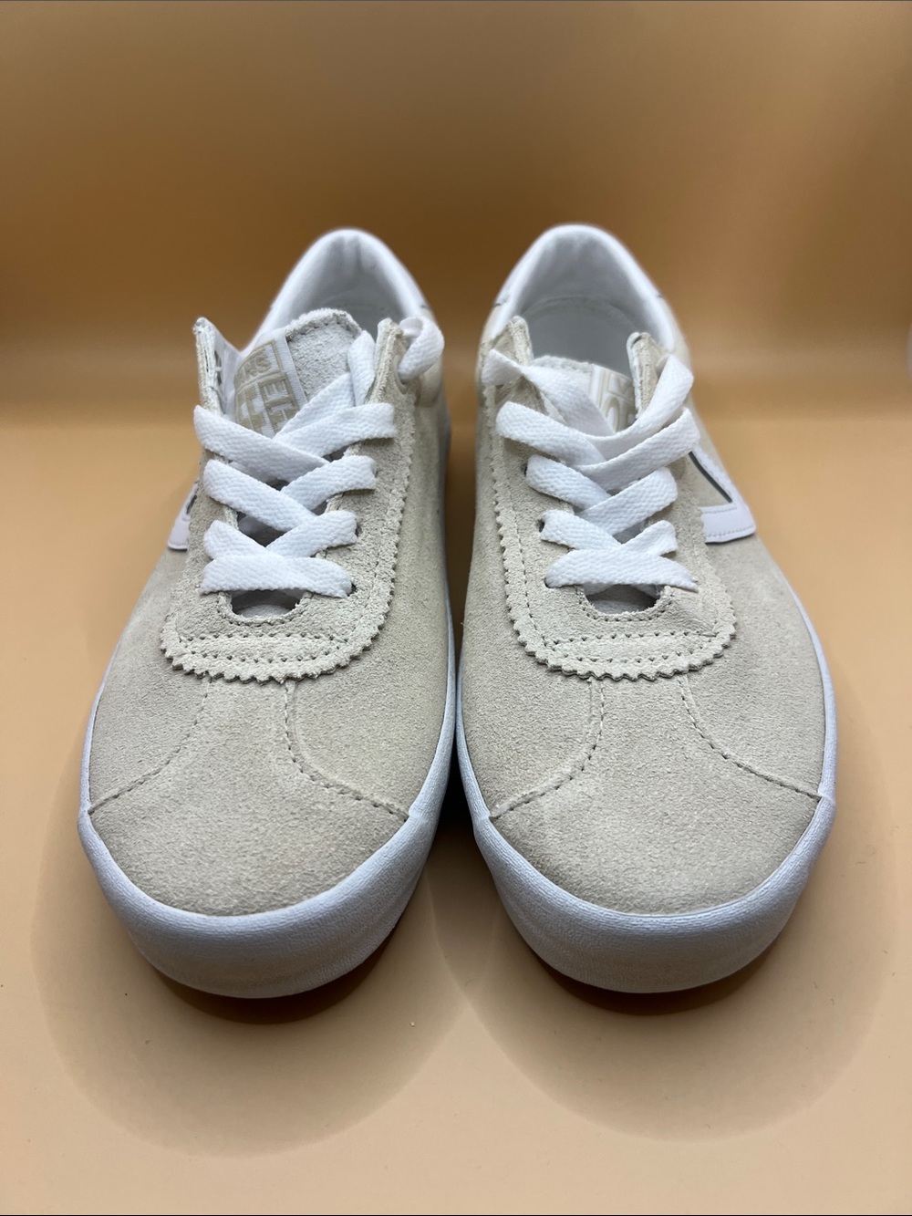 Vans Neutral Suede Lace-Up Sneakers - Cream/White